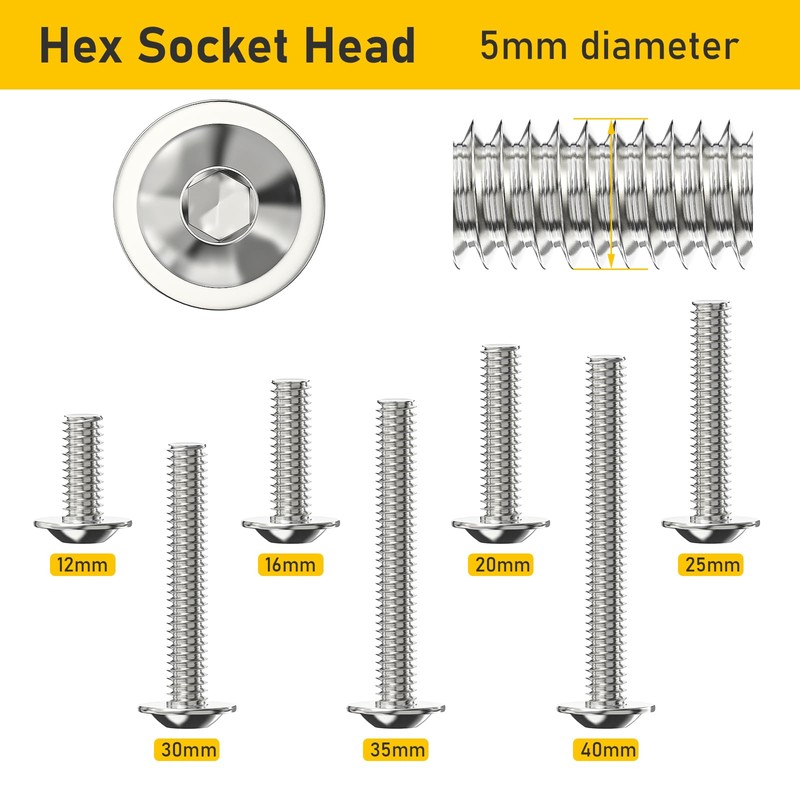 Valorada M5 Bolts, M5 x 20mm Flanged Button Head Socket