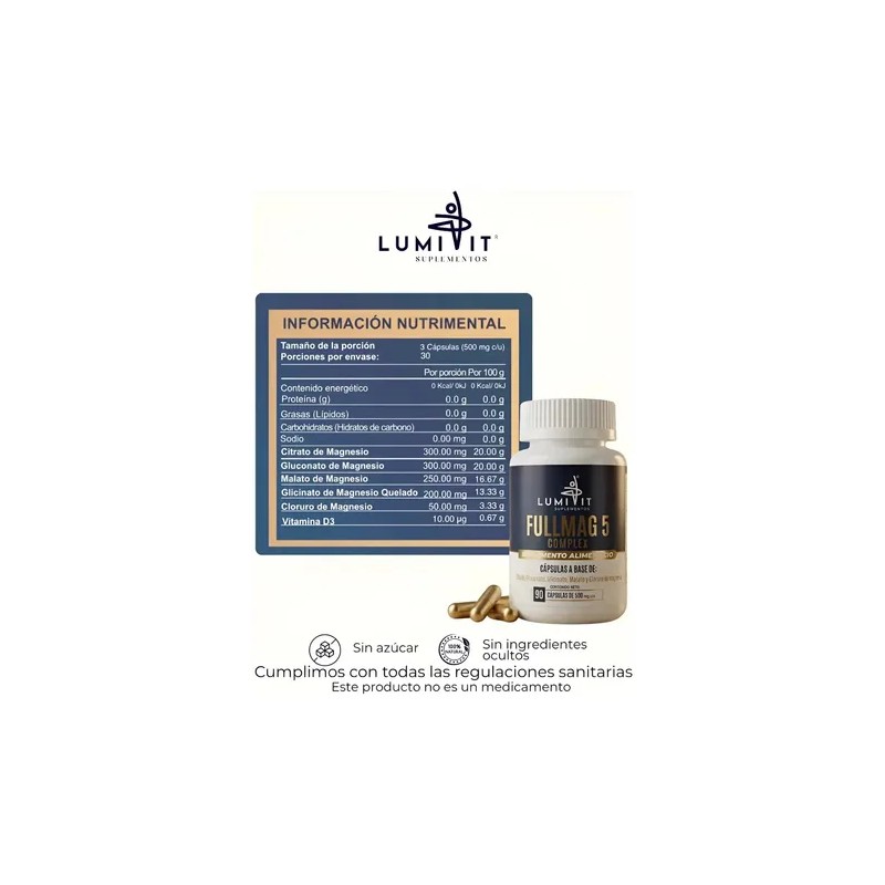Magnesio Lumivit Fullmag Complex Magnesios Citrato Gluconato Glicinato Malato Vitamina