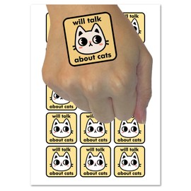 Will Talk About Cats Temporary Tattoo Water Resistant Fake Body Art Set Collection - 54 1" Tattoos (1 Sheet)