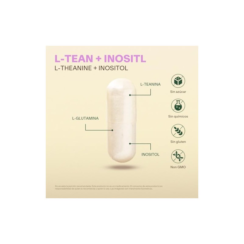 Teanina Inositol 120 Capsulas 500mg Meses Vitalbotanics Multivitaminico Glutamina Suplementos