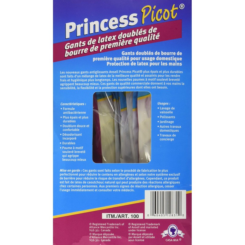 Princess Picot Rubber Gloves Medium (12 Pairs), 12 Count