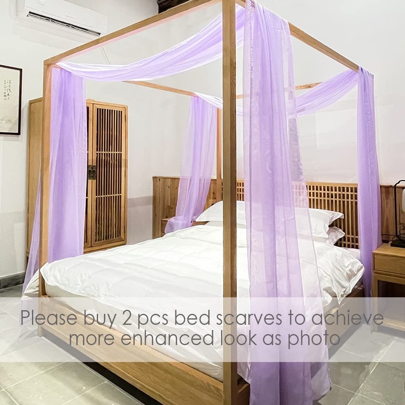 Linentalks Canopy Bed Scarf, Luxury Sheer Bed Canopy Scarf, Sheer