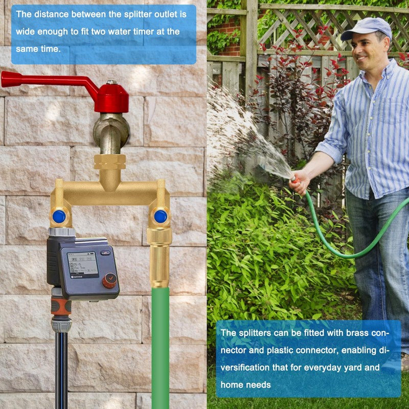 Brass Garden Hose Splitter, Garden Hose Splitter 2 Way Heavy