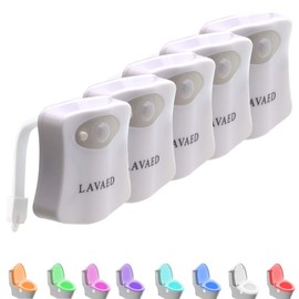 LAVAED Motion Sensor Toilet Night Light Home Toilet Light Bathroom Body Motion Sensor Toilet Bowl Seat Light Lamp 8-Color Changes (5 Pack)