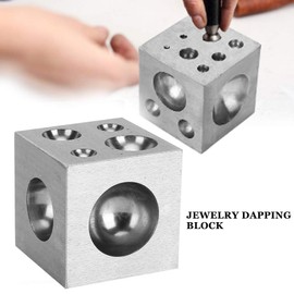 Luocute Steel Dapping Doming Block for Jewelry Making, Metal Forming Tool Shaping Die, 18 Hole Dapping Block High Hardness Silver Gold Jewelry Making Processing Tool