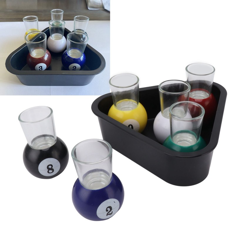 6pcs Billiards Pool Balls Shot Glasses Set Multicolor Pool Balls