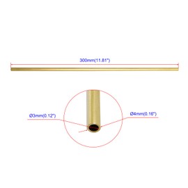 Aopin Brass Round Tube Copper Pipe ID 3mm / 3/25" x OD 4mm / 4/25" Hollow Copper Tubing - 300mm / 1 Ft / 12 in Length for Refrigerator Capillary Tubing, Cooling Systems, Wind Chimes 4 Pcs