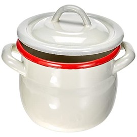 IBILI Mini stockpot 0,5 l of Enamelled Steel in White/red, 12 x 12 x 12 cm