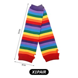 CYNOSURETECH 1 Pair of Colorful Striped Sleeves, Arm Warmers, Fingerless Gloves, Fashionable Rainbow Sleeves for Women, Party Dress Gloves, Carnival Rainbow Costumes
