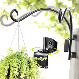 Qiang Ni Plant Hanger Outdoor: 12 Inch Bird Feeder Bracket for Garden Patio Decor - Swivel Adjustable Wall Mount Plant Hook for Hanging Flower Baskets