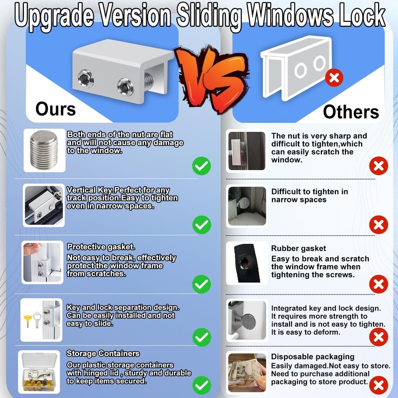 Window Locks,4 Sets Sliding Window Safety Locks with Key for