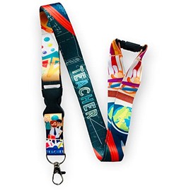 Green Planet Teacher Lanyard with Detachable Buckle Clip & Safety Breakaway