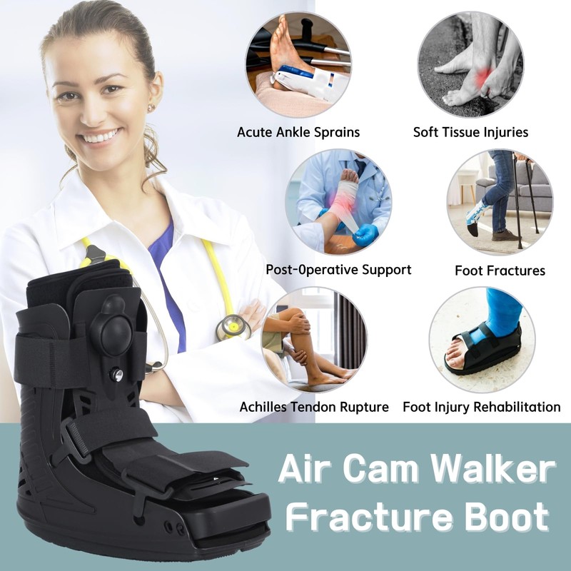Mathgetin Air Cam Walker Boot, Short Inflatable Walking Boot Medical