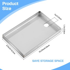 Shimeyao 304 Stainless Steel Printer Tray 10.24 x 6.5 Inch POS KDS Printers Shelf Thermal Printer Stand Mounts to Wall or Shelf Edge, Silver, 4 Mounting Holes Each Side (2 Pack)