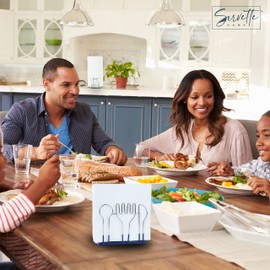 Wire Napkin Holder & Paper Towel Holder- Cutlery Designed - Blue