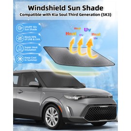 Mixsuper Liner - Parasol para parabrisas Kia Soul 2020-2024 para accesorios de alma, parasol plegable para ventana delantera, para mantener el frío, bloquea el calor UV