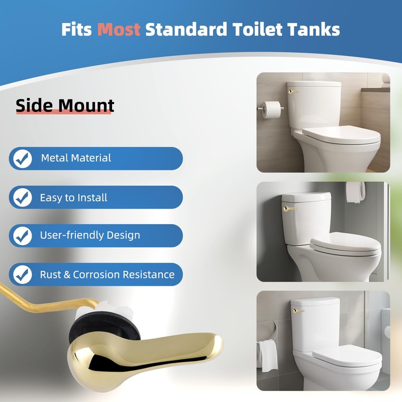 iFealClear Universal Metal Toilet Tank Flush Lever Replacement, Side Mount
