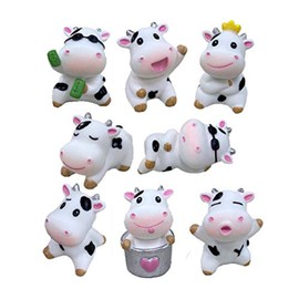 8pcs Mini Cow Animals Miniature Cow Figurines Fairy Garden Miniature Cattle Farm Figurines DIY Terrarium Crafts Moss Landscape Ornament Plant Pot Craft Dollhouse Decoration
