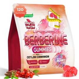 2000mg Liposomal Berberine Supplement Gummies | High Potency Berberine HCI Activates AMPK with Ceylon Cinnamon | Advanced Absorption | Zero Sugar Mixed-Berry | 120 Count