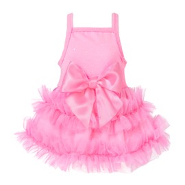 Fitwarm Sparkly Dog Tiered Dress, Fancy Dog Clothes for Small Dogs Girl, Bohemian Doggie Birthday Outfit, Pet Apparel, Pink, Large