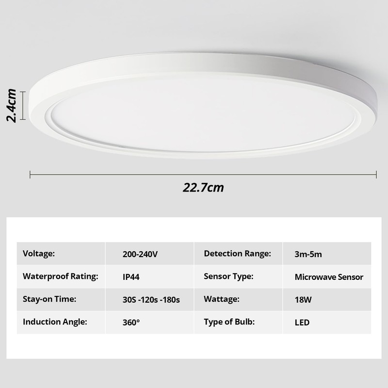 Epochglo LED Ceiling Light Flat with Motion Sensor, Ceiling Light