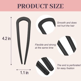 JIRIS 2PCS 4.2Inch French Hair Pins U-Shaped Pins for Women and Girls Fashion Metal Hair Pin French Twist Hair Pins for Buns, Updos,Stylish and Functional(set1-black)