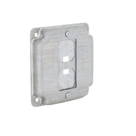 Raco 808U Raised Square Cover with Exposed Work 1 GFCI Duplex or Toggle, 4", 1/2"