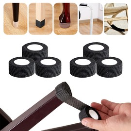 6 Pack Universal Chair Leg Floor Protectors Wraps for Any Furniture Legs Prevent The Sliding of Chairs and Furniture, Noiseless, Reusable, Without Glue, Easy to Use Furniture Leg Pads Tape (Black)