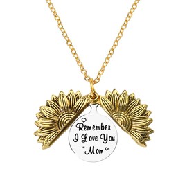 I Love You Mom Necklace Gifts from Daughter Son Inspirational Mothers Day Gifts for Mom Sunflower Necklaces for Women Mother Mommy Gifts from Kids Birthday Gifts for Mom Sunflower Pendant Necklace