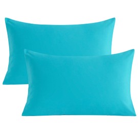Organictune Microfiber Pillow Cases Standard Set of 2 with Envelope Closure Shrinkage and Fade Resistant Pillowcases(Blue,20x26 Inches)