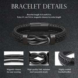 GBTBYS Boyfriend Bracelet, Gifts for Boyfriend from Girlfriend, Inspirational Leather Wristband Bracelet, Valentines Anniversary Birthday Gift for Him Black