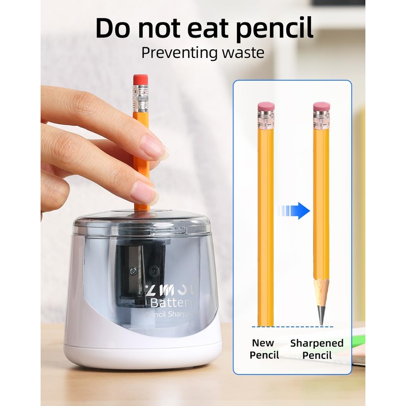 ZMOL Battery Powered Electric Pencil Sharpener,Small Battery Operated Pencil Sharpeners