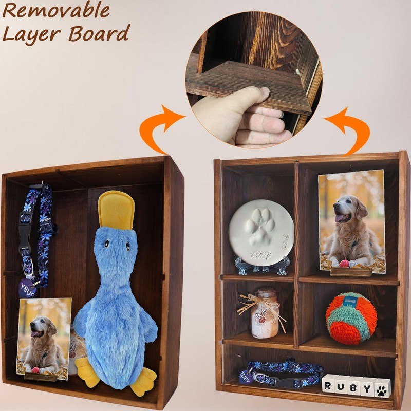 Sofunii Pet Memorial Shadow Box with Shelves for Dogs or