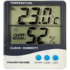 Common Culture Large Display Thermometer & Hygrometer with Inside & Outside Function + Memory