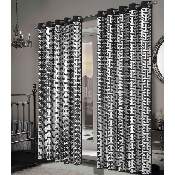Milano Blackout Eyelet Curtains – Thermal Insulated Geometric Print Ring