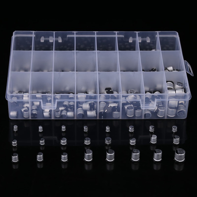 400pcs 24 Values SMD Aluminum Electrolytic Capacitor Assorted Kit 1uF