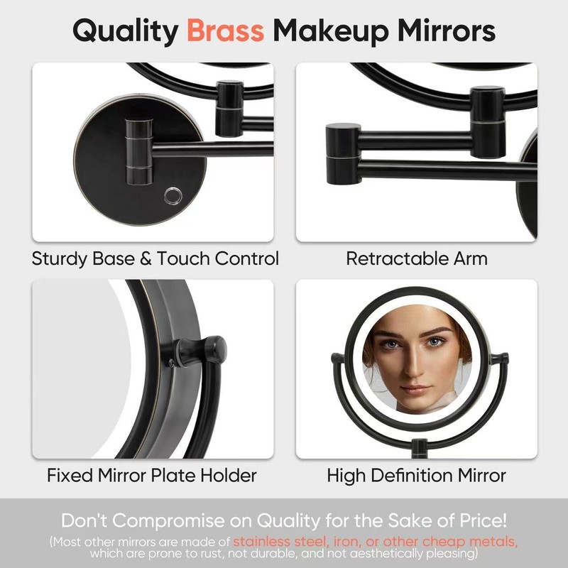 GURUN 8.5" Plug-in Magnifying Makeup Mirror with 3 Tones LED