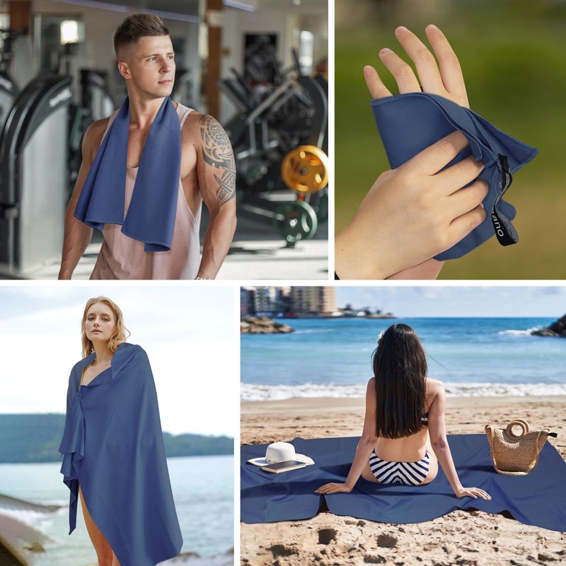 Flaveano Microfibre Towel, Travel Towel Set of 3 (180x90cm, 80x40cm,