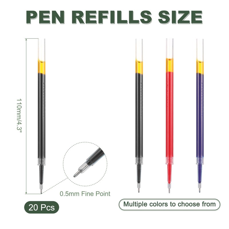 M&G Gel Pen Refills 0.5mm Needle Fine Point, 20 Pack