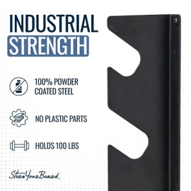 StoreYourBoard Shed Tool Organizer Wall Mount, Garage Organization, Garden Tool Organizer for Shovels and Rakes, Solid Steel Holds 100 lbs