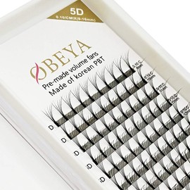 Obeya 5D Premade Volume Fans C Curl Silk Lashes Thickness 0.10 mm Individual Eyelashes Length 9-16 mm Mix for Natural and Soft Eyelash Extensions