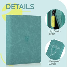 Deoyibu Card Binder with 9 Pockets, Trading Card Binder for 360 Trading Cards, Double-Sided Collectable Album with Zip, Card Folder for MTG, TCG, Playing Cards, Sports Cards, Green