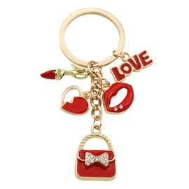 TTYY Heart Keychain for Women Red Pink Love Keychains for Handbag Charms Backpack Car Keyring Adorable Gift for Her (RED-BAG)