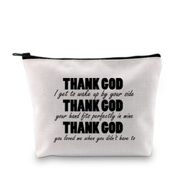 Motivational Christian Gifts Religious Inspirational Cosmetic Bags for Women Thank God Toiletry Bag with Zipper