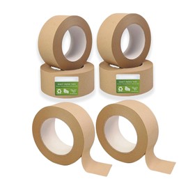 Hijelyn Eco-Friendly Brown Packing Tape, Recyclable Kraft Paper Tape for Moving & Shipping, 2 Inch x 66 Yards x 6 Rolls, Odorless and Quiet, Box & Carton Sealing, Heavy Duty Packaging Supplies