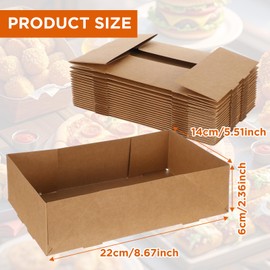 Paperboard Kraft Food Trays 4 Corner Pop up Food Tray Disposable Foldable Cardboard Movie Night Snack Party Container Box for Holding Drink at Stadiums or Theaters(100 Pieces)