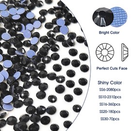 Liliume 5000 x Hotfix Rhinestones Black Rhinestones 21 Colours 5 Sizes 2 mm 3 mm 4 mm 4.8 mm Rhinestone Glass Round Rhinestones for Clothing Shoes and DIY Crafts (Black)