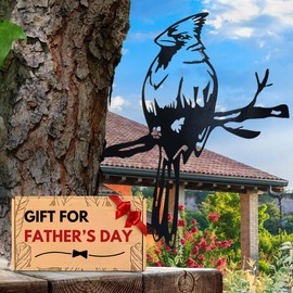 Renovatio Cardinal Metal Bird Decor - Bird Decorations for Outside - St Louis Cardinal Gifts - Metal Birds Yard Decor - Bird Garden Decor - 12 Gauge Thick Steel