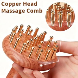 29-Teeth Copper Copper Head Massage Comb for Body and Scalp, Brass Body Massage Brush Rosewood Handle Body Massage for Abdomen Legs Back – Portable Ch