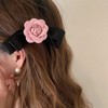 Erimberate Retro Camellia Ribbon Bow Hair Clips Velvet Bow Hair